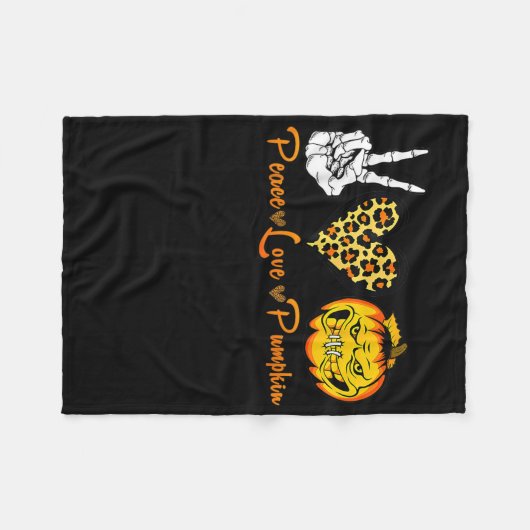 Skeleton Peace Leopard Liebe Beängstigend Pumpkin Fleecedecke (Vorderseite (Horizontal))