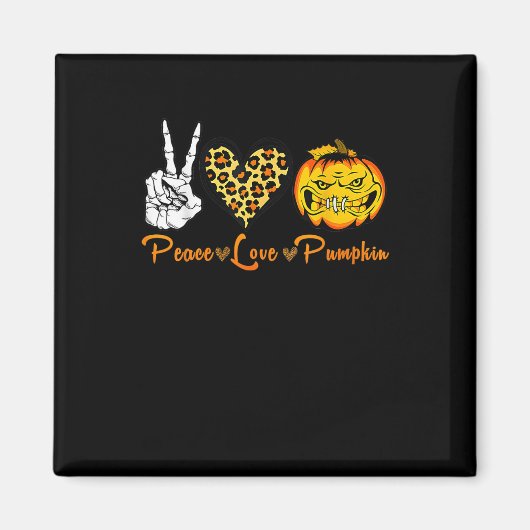 Skeleton Peace Leopard Liebe Beängstigend Pumpkin  Magnet (Vorne)