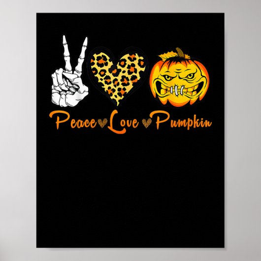 Skeleton Peace Leopard Liebe Beängstigend Pumpkin Poster (Vorne)