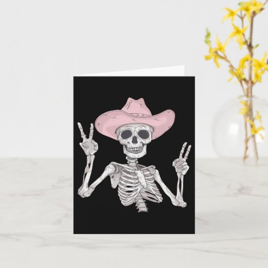 Skeleton Peace Sign Cowboy Hat Western Mexican Hal Karte (Gelbe Blume)