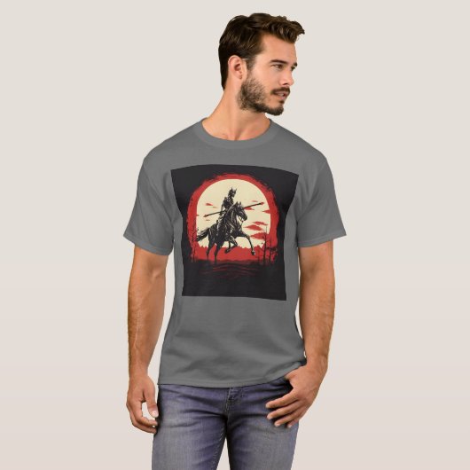 Skeleton Pferd Menschliches Skelett Reiten Schwert T-Shirt (Vorne ganz)