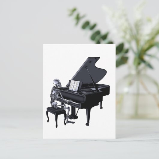 Skeleton Piano Player Postkarte (Stehend Vorderseite)