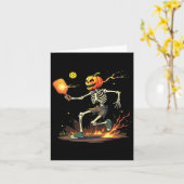 Skeleton Pickleball Halloween Spooky Sports Karte (Gelbe Blume)