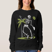 Skeleton Pickleball Palm Blätter Funny Sweatshirt (Vorderseite)