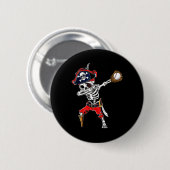 Skeleton Pirate & amp; Baseball-Ball-Halloween-Kos Button (Vorne & Hinten)