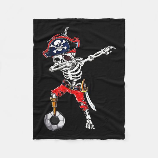Skeleton Pirate & amp; Fußball-Ball Halloween-Cost Fleecedecke (Vorderseite)