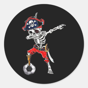 Skeleton Pirate & amp; Fußball-Ball Halloween-Cost Runder Aufkleber