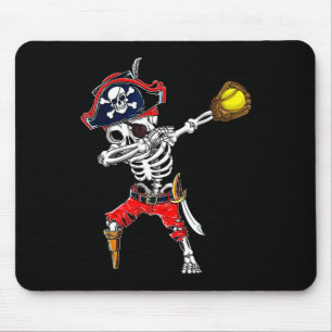 Skeleton Pirate & amp; Softball Ball Halloween Mousepad