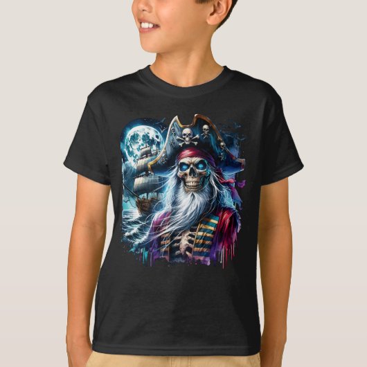 Skeleton Pirate Captain T-Shirt (Vorderseite)