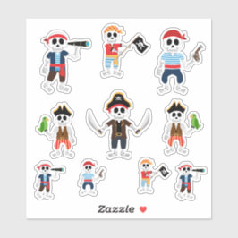 Skeleton Pirate Halloween Aufkleber