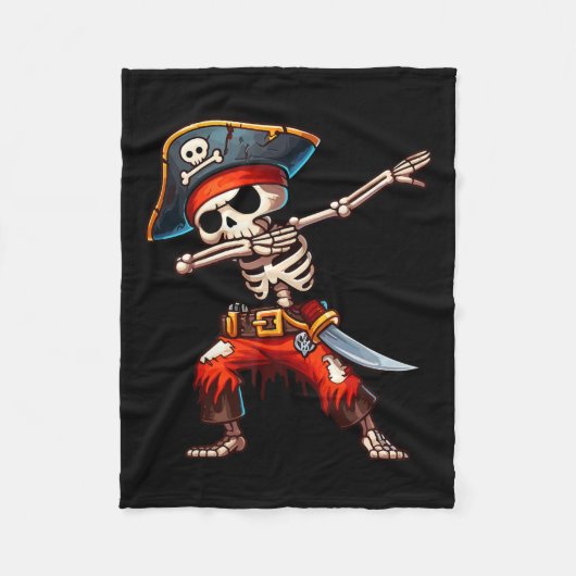Skeleton Pirate Halloween Kids Pirate Fleecedecke (Vorderseite)
