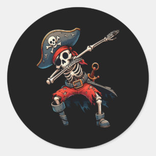 Skeleton Pirate Kids Runder Aufkleber
