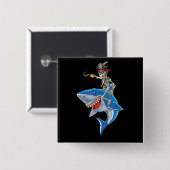 Skeleton Pirate Riding Hai Niedlich Boys Halloween Button (Vorne & Hinten)