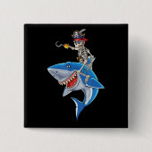 Skeleton Pirate Riding Hai Niedlich Boys Halloween Button (Vorderseite)