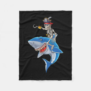 Skeleton Pirate Riding Hai Niedlich Boys Halloween Fleecedecke