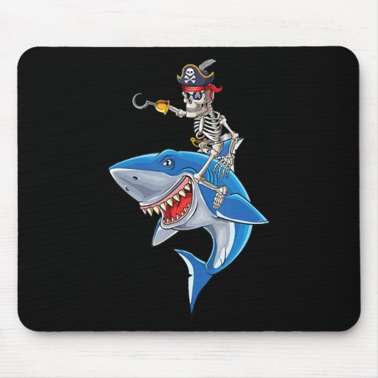Skeleton Pirate Riding Hai Niedlich Boys Halloween Mousepad (Vorne)