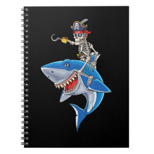 Skeleton Pirate Riding Hai Niedlich Boys Halloween Notizblock