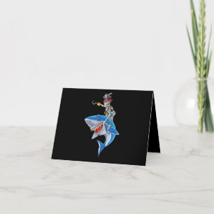 Skeleton Pirate Riding Shark Niedlich Boys Hallowe Dankeskarte