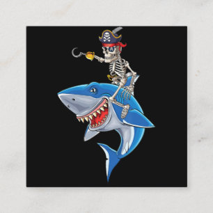 Skeleton Pirate Riding Shark Niedlich Boys Hallowe Quadratische Visitenkarte