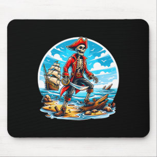 Skeleton Pirate T-Shirt Skull Halloween Skeleton P Mousepad