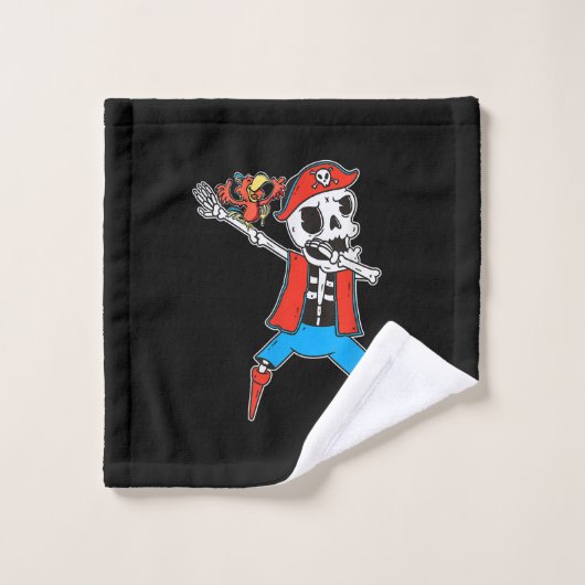 Skeleton Pirate Tanz mit PapageienHalloween Waschlappen (Waschlappen)