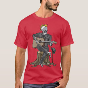 Skeleton Play Gitarre Typ Spooky Halloween Rock Ba T-Shirt