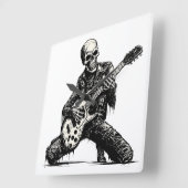  skeleton playing an electric guitar quadratische wanduhr (Winkel)
