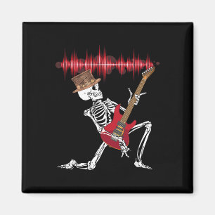 Skeleton Playing Electric Gitarre Funny Halloween Magnet