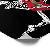 Skeleton Playing Electric Gitarre Funny Halloween Poster (Ecke)