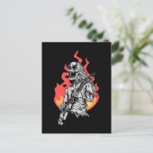 Skeleton playing electric Guitar Flames Rock Music Postkarte (Stehend Vorderseite)