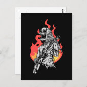 Skeleton playing electric Guitar Flames Rock Music Postkarte (Vorne/Hinten)