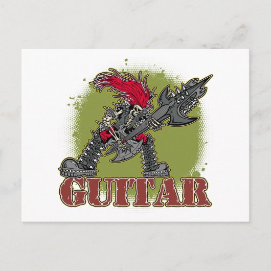 Skeleton Playing Electric Guitar Postkarte (Vorderseite)