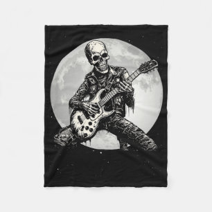 Skeleton Playing Gitarre Punk Rock Musik Halloween Fleecedecke