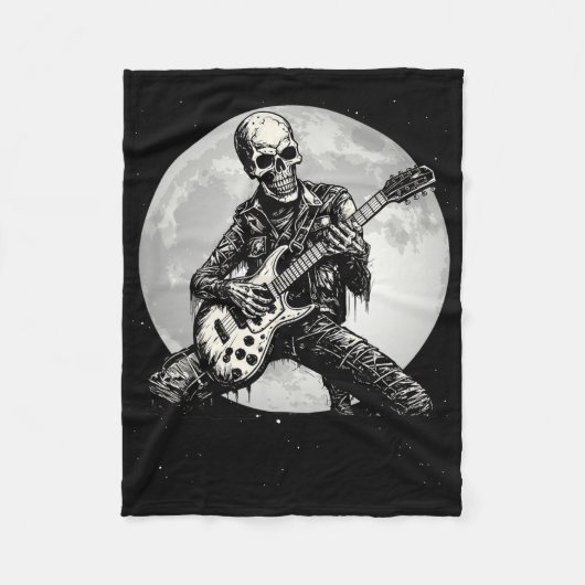 Skeleton Playing Gitarre Punk Rock Musik Halloween Fleecedecke (Vorderseite)