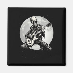 Skeleton Playing Gitarre Punk Rock Musik Halloween Magnet