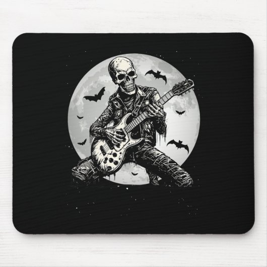 Skeleton Playing Gitarre Punk Rock Musik Halloween Mousepad (Vorne)