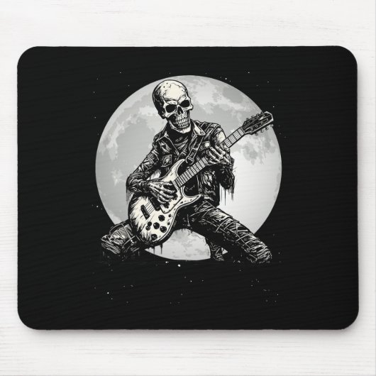 Skeleton Playing Gitarre Punk Rock Musik Halloween Mousepad (Vorne)