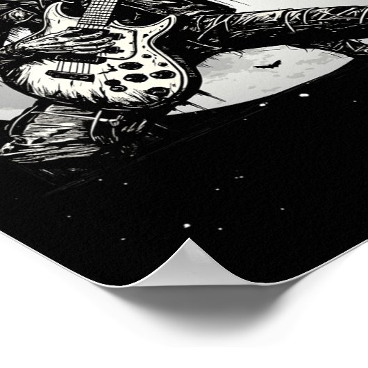 Skeleton Playing Gitarre Punk Rock Musik Halloween Poster (Ecke)