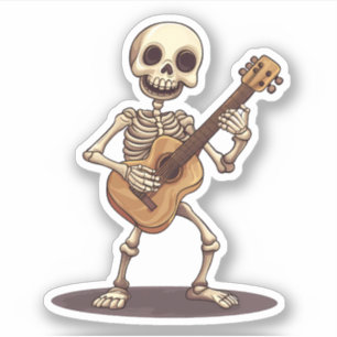 Skeleton Playing Guitar Aufkleber