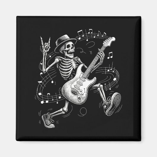 Skeleton Playing Guitar Music For Men Women Rock B Magnet (Vorne)