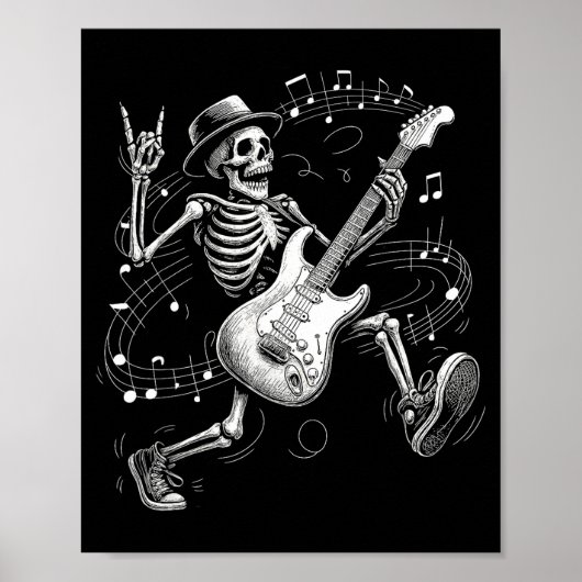 Skeleton Playing Guitar Music For Men Women Rock B Poster (Vorne)