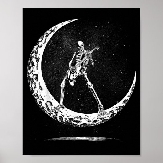 Skeleton Playing Guitar Rock And Roll Band For Men Poster (Vorne)