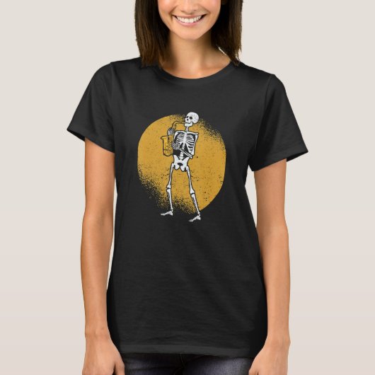 Skeleton Playing Saxophone Jazz Halloween Music Sp T-Shirt (Vorderseite)