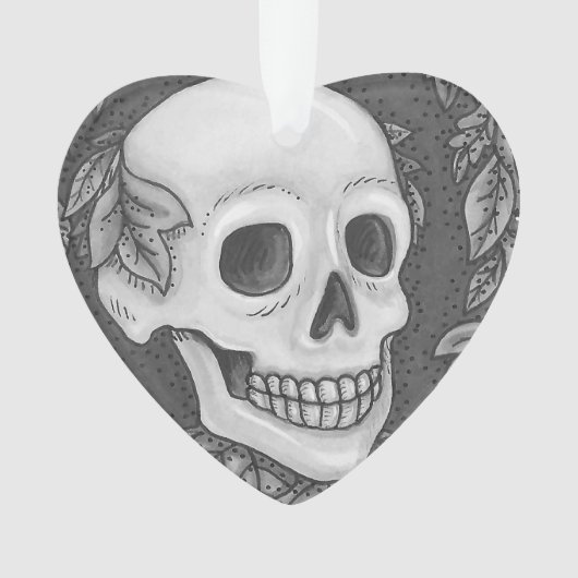 SKELETON PORTRAIT GOTHIC SKULL ORNAMENT Herz (Vorderseite)