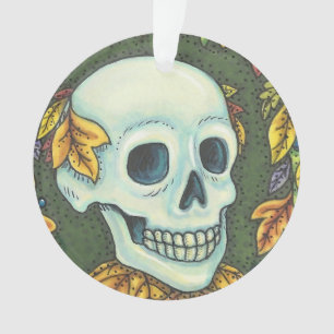 SKELETON PORTRAIT HALLOWEEN SKULL ORNANAMENT Round Ornament