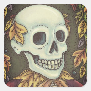 SKELETON PORTRAIT, SKULL HALLOWEEN STICKER