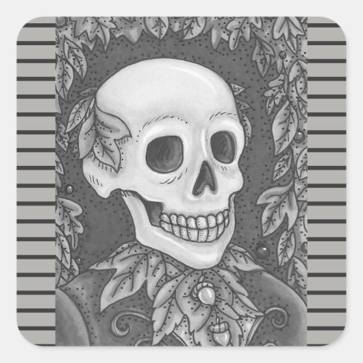 SKELETON PORTRAIT, SKULL HALLOWEEN STICKER (Vorderseite)