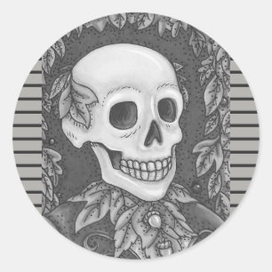 SKELETON PORTRAIT, SKULL HALLOWEEN STICKER