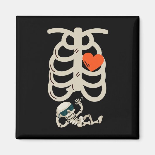 Skeleton Pregnancy Announcement Röntgen Halloween Magnet (Vorne)