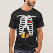 Skeleton Pregnancy Pizza Beer Xray Halloween bald T-Shirt (Vorderseite)
